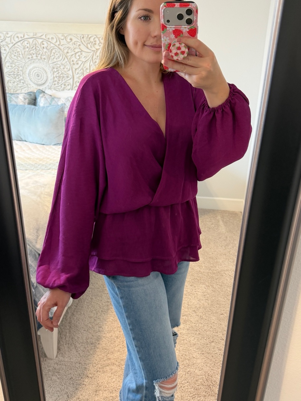 ANDREE BY UNIT V-Neck Long Sleeve Blouse